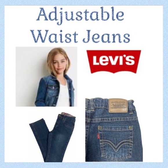 Levi’s Jeans Adjustable Waist Embroidered Denim Levi Strauss Blue Girls Size 14 - Picture 1 of 14